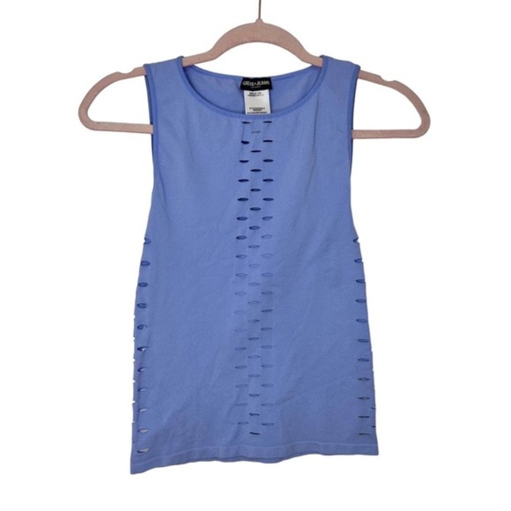Vintage Y2K Guess Jeans Cut Out Top Blue Purple‎ Size S/M